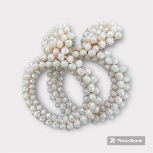 Beaded ivory Earrings, pierced